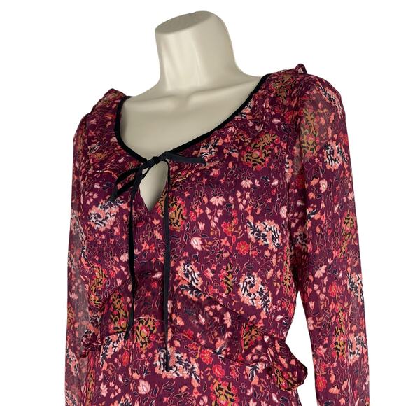 Cupcake and Cashmere Mixed Floral Printed Mini Dress Red Velvet Size 0 - Picture 7 of 12